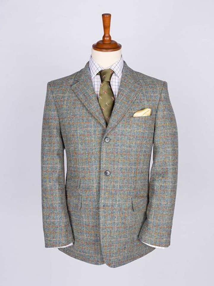 Image of Mens Mist Blue Harris Tweed Jacket