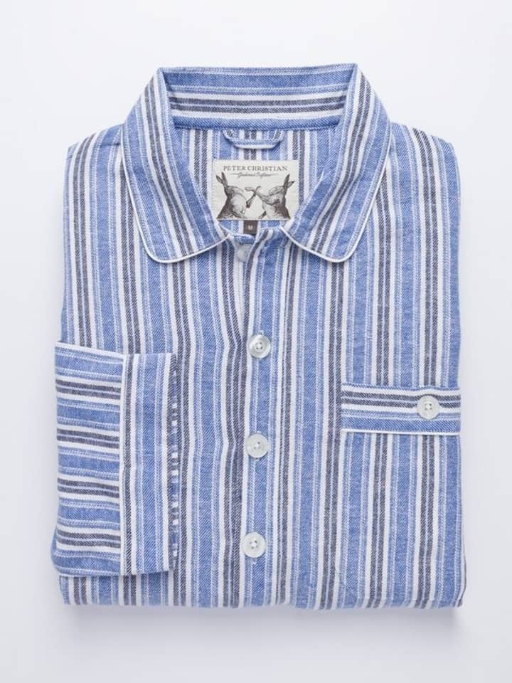 Men's Cotton Blue Traditional Nightshirt Nightgown
