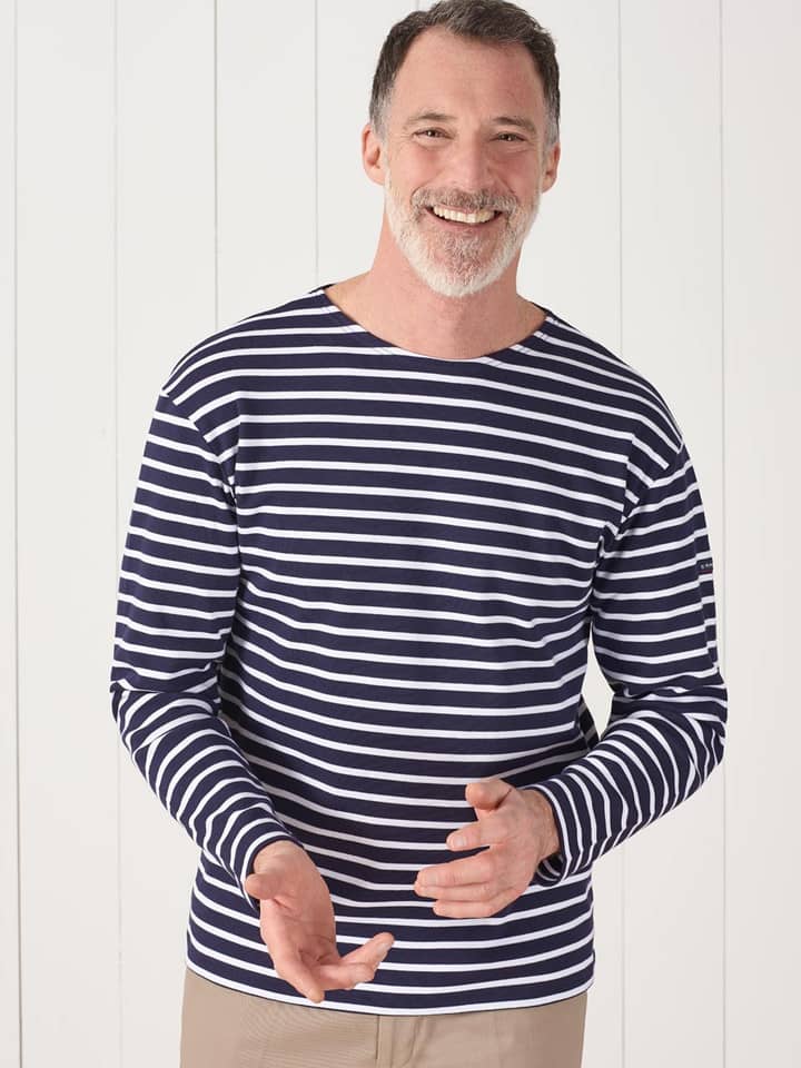 Navy & White Armor-lux Long Sleeve Breton T-Shirt