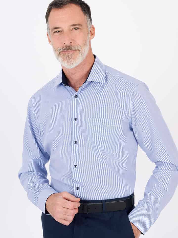 Seidensticker Blue Stripe Long Sleeve Non-Iron Shirt