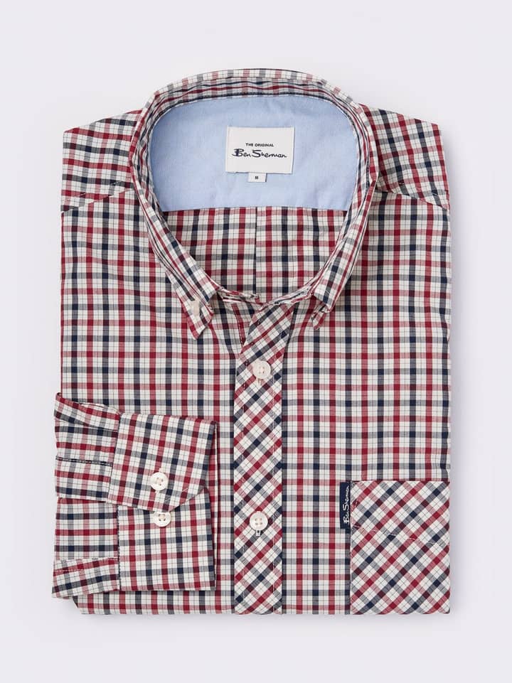 Red Ben Sherman Long Sleeve Check Shirt