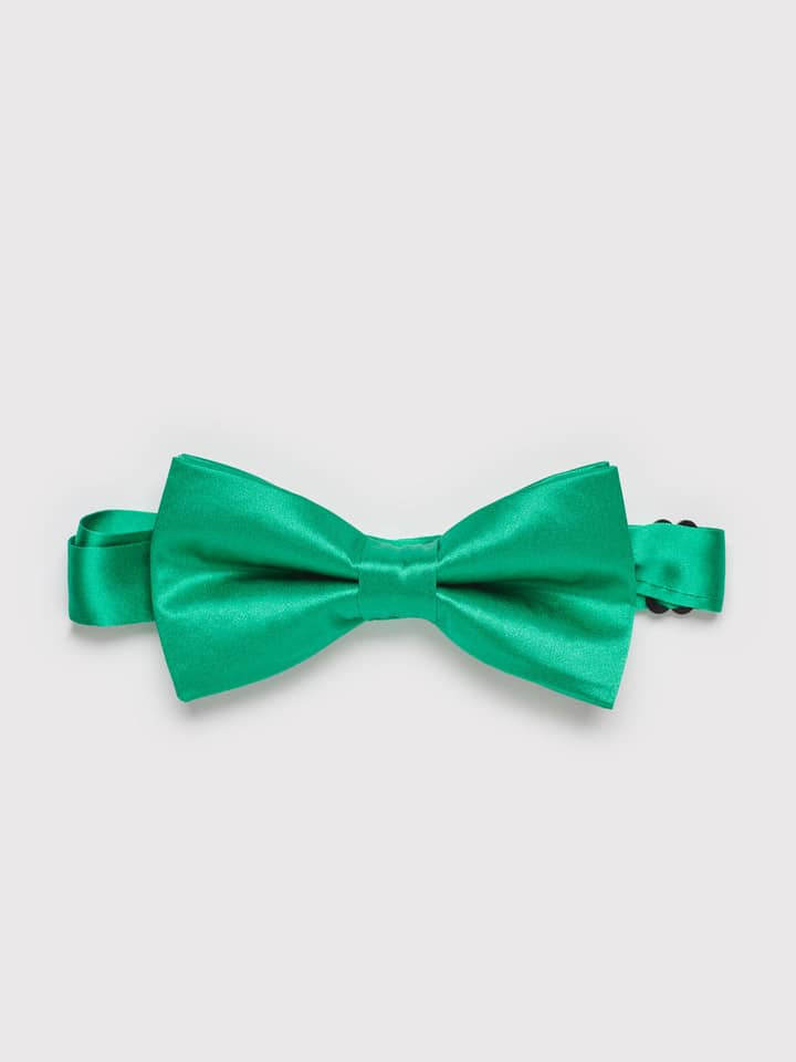 Emerald Green Pre-tied Plain Silk Bow Tie