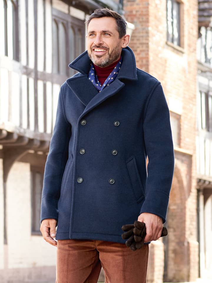 Men's Wool Navy Portside Reefer Peacoat