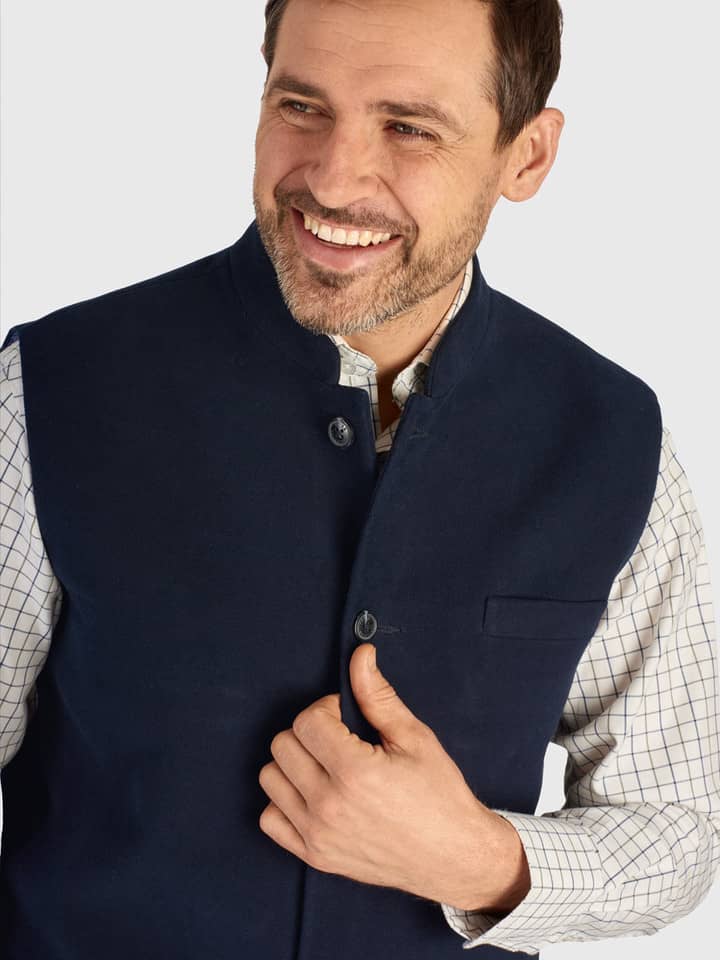 Navy Moleskin Gilet Model