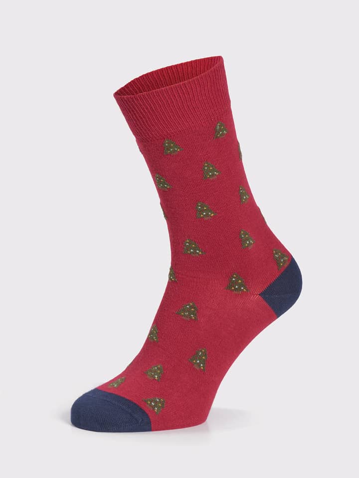 Red Christmas Tree Socks